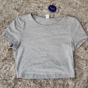 SweatyRocks‎ Round Neck Short Sleeve Ribbed Cropped Tee Gray Women's Size XL